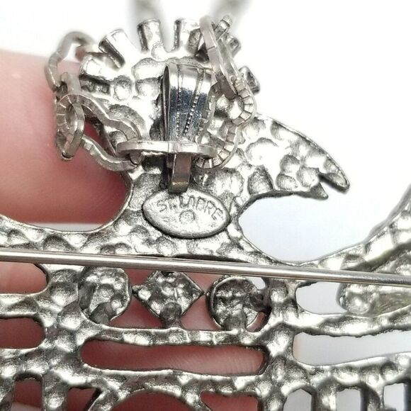 Vintage St Labre Thunderbird Southwestern Brooch Pendant Necklace Silver Tone - Picture 6 of 10